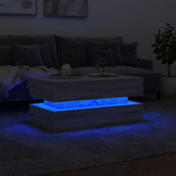 Couchtisch mit LED-Leuchten Grau Sonoma 90x50x40 cm