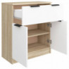 Sideboard Weiß und Sonoma-Eiche 60x30x70 cm Holzwerkstoff