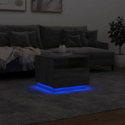 Couchtisch mit LED-Leuchten Grau Sonoma 50x49x40 cm