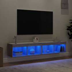 TV-Schränke mit LED-Leuchten 2 Stk. Grau Sonoma 80x30x30 cm