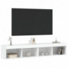 TV-Schränke mit LED-Leuchten 2 Stk. Weiß 80x30x30 cm