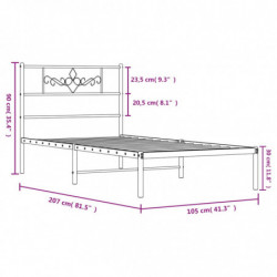 Bettgestell mit Kopfteil Metall Schwarz 100x200 cm