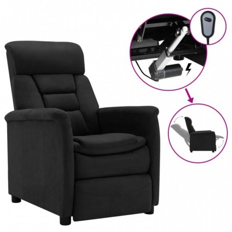 Elektrischer Relaxsessel Schwarz Wildleder-Optik