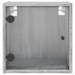 Nachttische mit Glastüren 2 Stk. Grau Sonoma 35x37x35 cm
