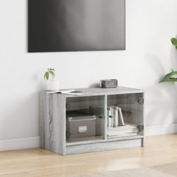 TV-Schrank mit Glastüren Grau Sonoma 68x37x42 cm