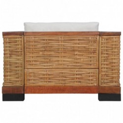 Sessel mit Auflagen Braun Natur Rattan