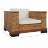 Sessel mit Auflagen Braun Natur Rattan