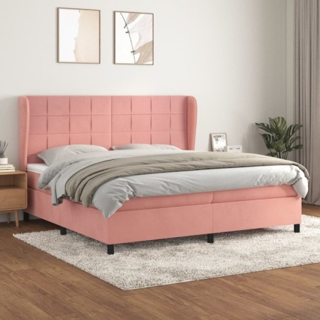 Boxspringbett mit Matratze Rosa 200x200 cm Samt