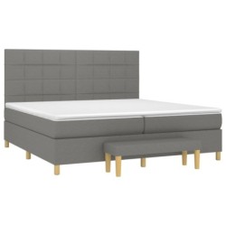 Boxspringbett mit Matratze Dunkelgrau 200x200 cm Stoff