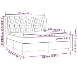 Boxspringbett mit Matratze Schwarz 180x200 cm Samt