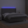 Boxspringbett mit Matratze & LED Grau 180x200 cm Kunstleder