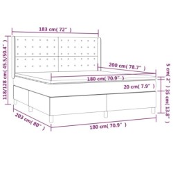 Boxspringbett mit Matratze & LED Grau 180x200 cm Kunstleder