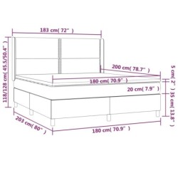 Boxspringbett mit Matratze & LED Grau 180x200 cm Kunstleder