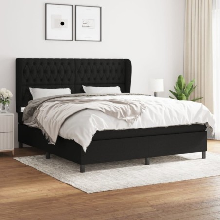 Boxspringbett mit Matratze Schwarz 180x200 cm Stoff