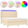 Boxspringbett mit Matratze & LED Creme 180x200 cm Stoff