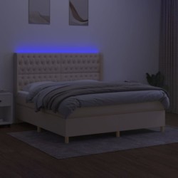 Boxspringbett mit Matratze & LED Creme 180x200 cm Stoff