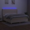 Boxspringbett mit Matratze & LED Creme 180x200 cm Stoff