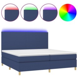 Boxspringbett mit Matratze & LED Blau 200x200 cm Stoff