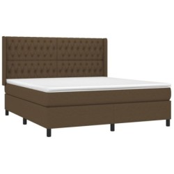 Boxspringbett mit Matratze & LED Dunkelbraun 180x200 cm Stoff