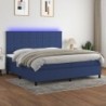 Boxspringbett mit Matratze & LED Blau 200x200 cm Stoff