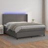 Boxspringbett mit Matratze & LED Grau 180x200 cm Kunstleder