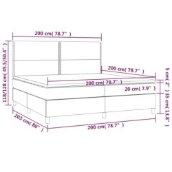 Boxspringbett mit Matratze & LED Schwarz 200x200 cm Stoff