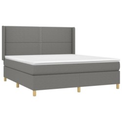 Boxspringbett mit Matratze & LED Dunkelgrau 180x200 cm Stoff