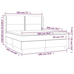 Boxspringbett mit Matratze & LED Dunkelgrau 180x200 cm Stoff