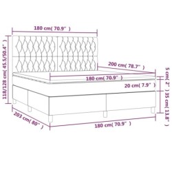 Boxspringbett mit Matratze & LED Dunkelbraun 180x200 cm Stoff