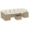 8-tlg. Garten-Sofagarnitur mit Kissen Beige Poly Rattan