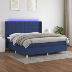 Boxspringbett mit Matratze & LED Blau 180x200 cm Stoff