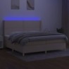 Boxspringbett mit Matratze & LED Creme 200x200 cm Stoff