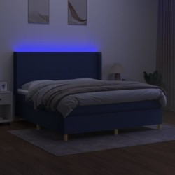 Boxspringbett mit Matratze & LED Blau 180x200 cm Stoff