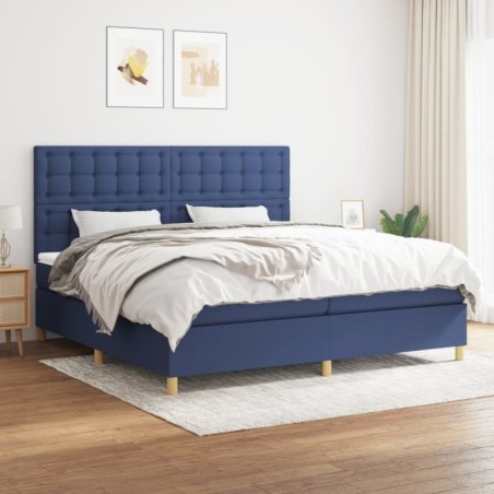 Boxspringbett mit Matratze Blau 200x200 cm Stoff