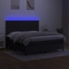 Boxspringbett mit Matratze & LED Schwarz 180x200 cm Stoff