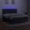 Boxspringbett mit Matratze & LED Schwarz 180x200 cm Stoff