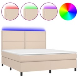 Boxspringbett mit Matratze & LED Cappuccino-Braun 180x200cm