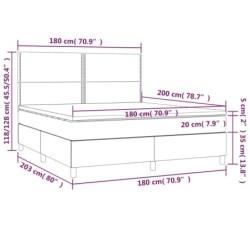 Boxspringbett mit Matratze & LED Taupe 180x200 cm Stoff
