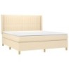 Boxspringbett mit Matratze & LED Creme 180x200 cm Stoff