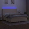 Boxspringbett mit Matratze & LED Creme 180x200 cm Stoff