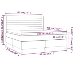 Boxspringbett mit Matratze & LED Dunkelbraun 180x200 cm Stoff
