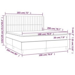 Boxspringbett mit Matratze & LED Dunkelbraun 180x200 cm Stoff