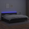 Boxspringbett mit Matratze & LED Schwarz 200x200 cm Kunstleder