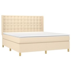 Boxspringbett mit Matratze Creme 180x200 cm Stoff