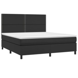 Boxspringbett mit Matratze & LED Schwarz 180x200 cm Kunstleder