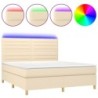 Boxspringbett mit Matratze & LED Creme 180x200 cm Stoff