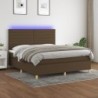 Boxspringbett mit Matratze & LED Dunkelbraun 180x200 cm Stoff