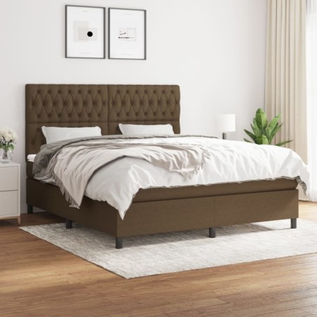 Boxspringbett mit Matratze Dunkelbraun 180x200 cm Stoff