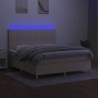 Boxspringbett mit Matratze & LED Creme 180x200 cm Stoff