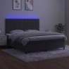 Boxspringbett mit Matratze & LED Dunkelgrau 180x200 cm Samt